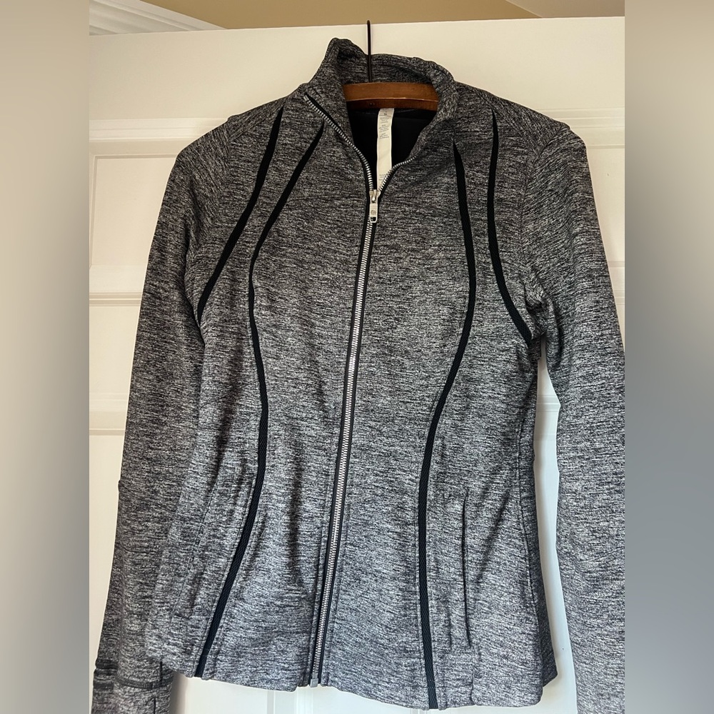 Lululemon stretch athletic zip front jacket with thumb holes